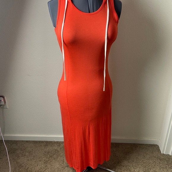 Coii Orange Cutout Design Orange Sheer small Sleeveless Bodycon Hoodie Maxi - Picture 11 of 16